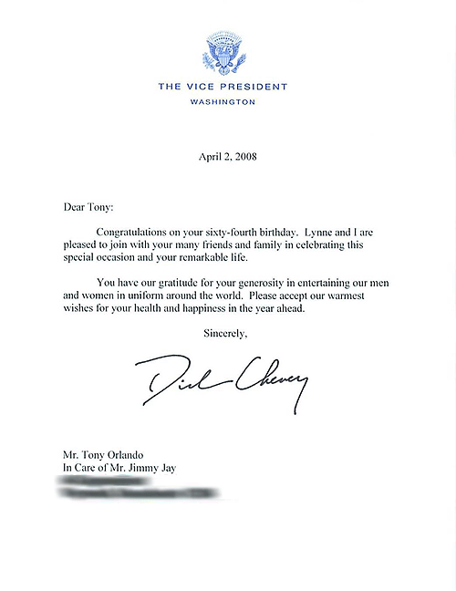 Letter from Vice-President, Dick Cheney