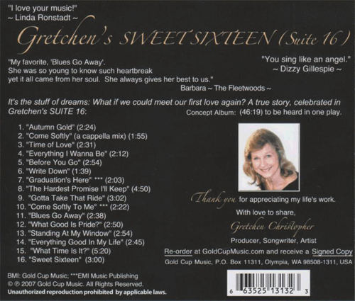 Gretchen Christopher CD Back