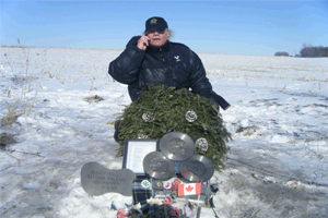 Jimmy Jay at the crash site where Buddy Holly, Ritchie Valens and The Big Boppers plane went down